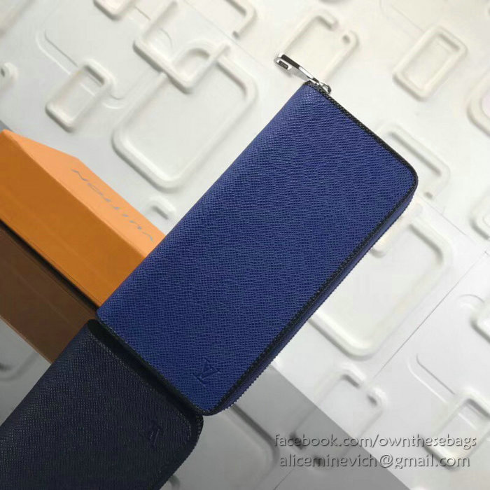 Louis Vuitton Taiga Leather Zippy Wallet Blue M30571