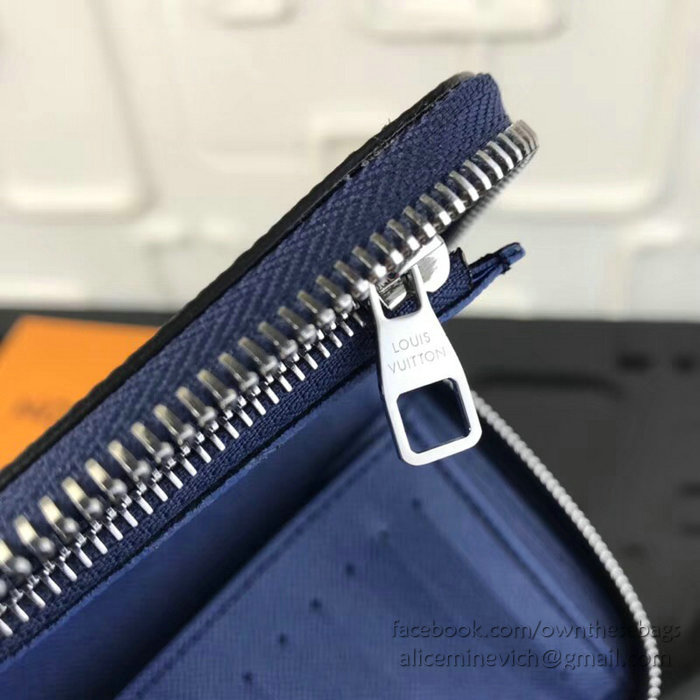 Louis Vuitton Taiga Leather Zippy Wallet Blue M30571