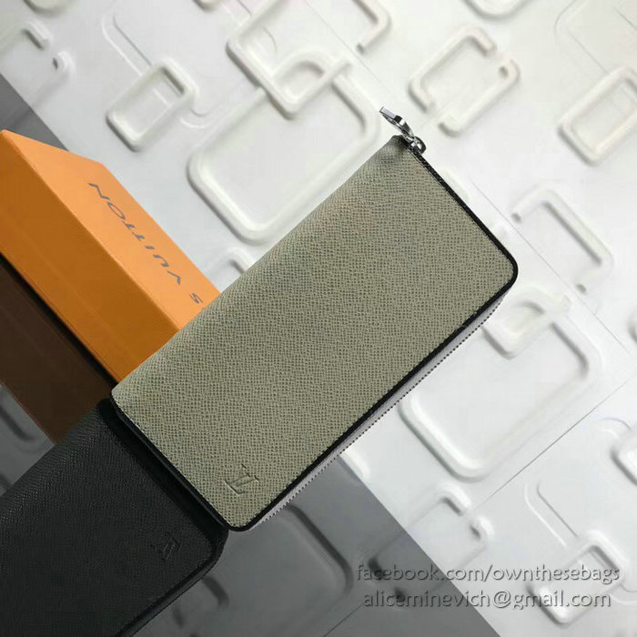 Louis Vuitton Taiga Leather Zippy Wallet Grey M30571