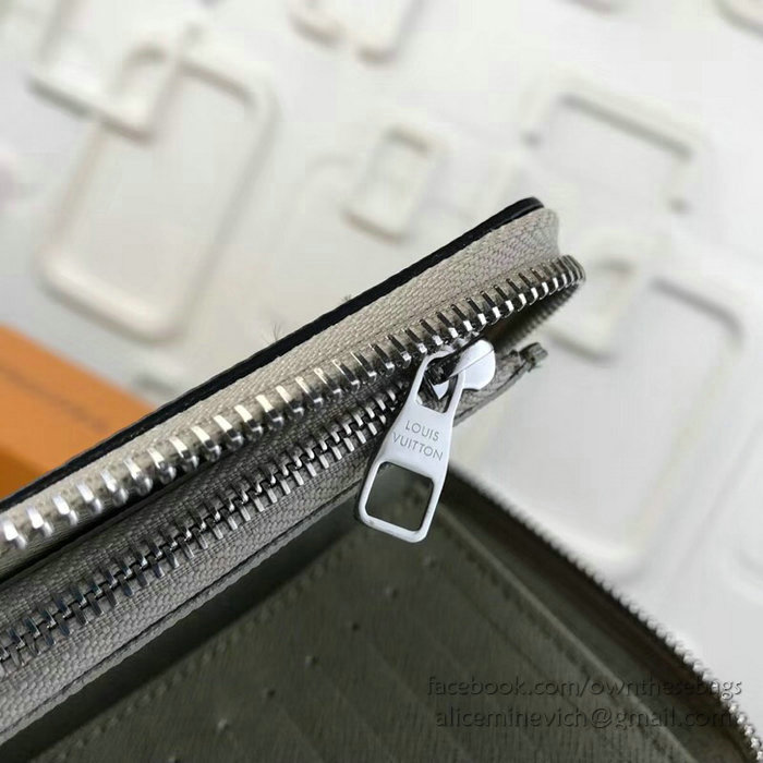 Louis Vuitton Taiga Leather Zippy Wallet Grey M30571