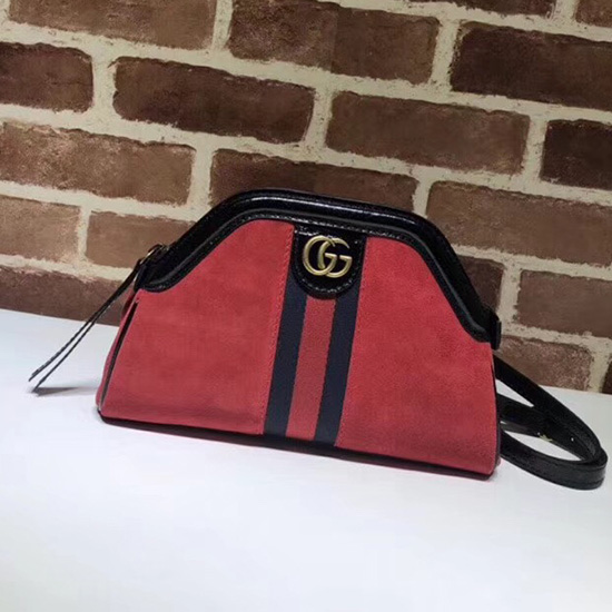 Gucci RE(BELLE) Suede Small Shoulder Bag Red 524620