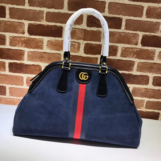 Gucci Re(Belle) Suede Large Top Handle Bag Blue 515937