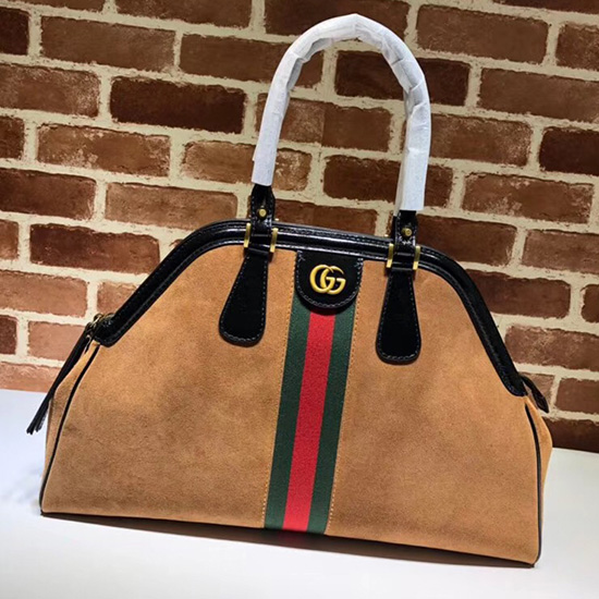 Gucci Re(Belle) Suede Large Top Handle Bag Brown 515937