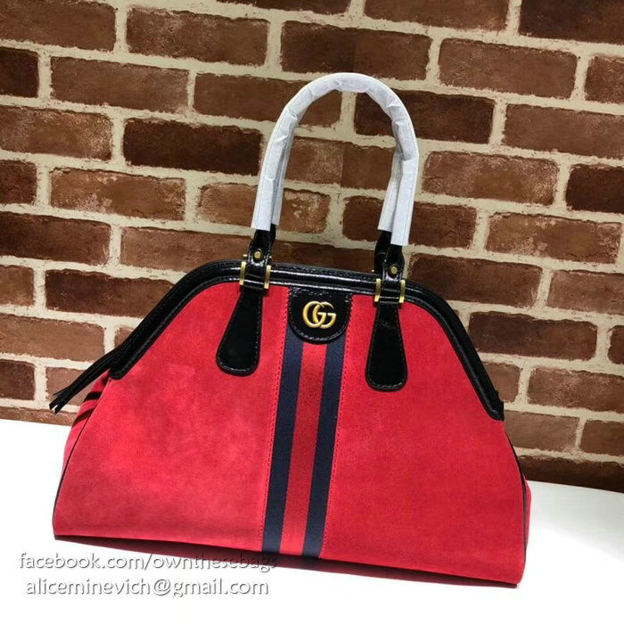 Gucci Re(Belle) Suede Large Top Handle Bag Red 515937