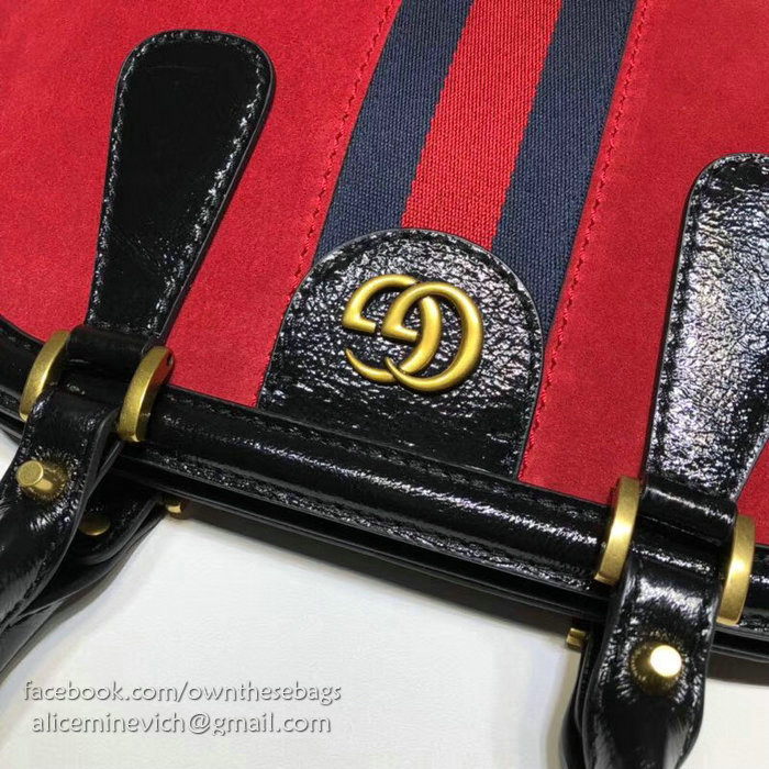Gucci Re(Belle) Suede Large Top Handle Bag Red 515937