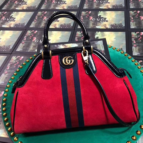 Gucci Re(Belle) Suede Medium Top Handle Bag Red 516459