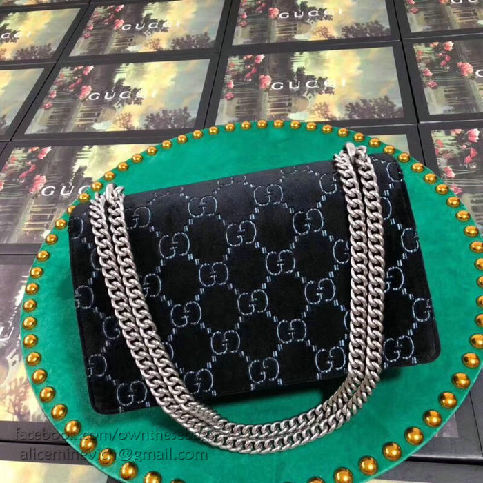 Gucci Dionysus GG Velvet Small Shoulder Bag Black 400249