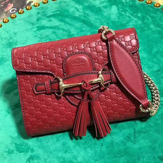 Gucci GG Guccissima Leather Mini Emily Crossbody Bag Red 449636