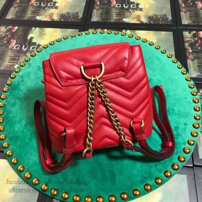 Gucci GG Marmont Matelasse Backpack Red 528129