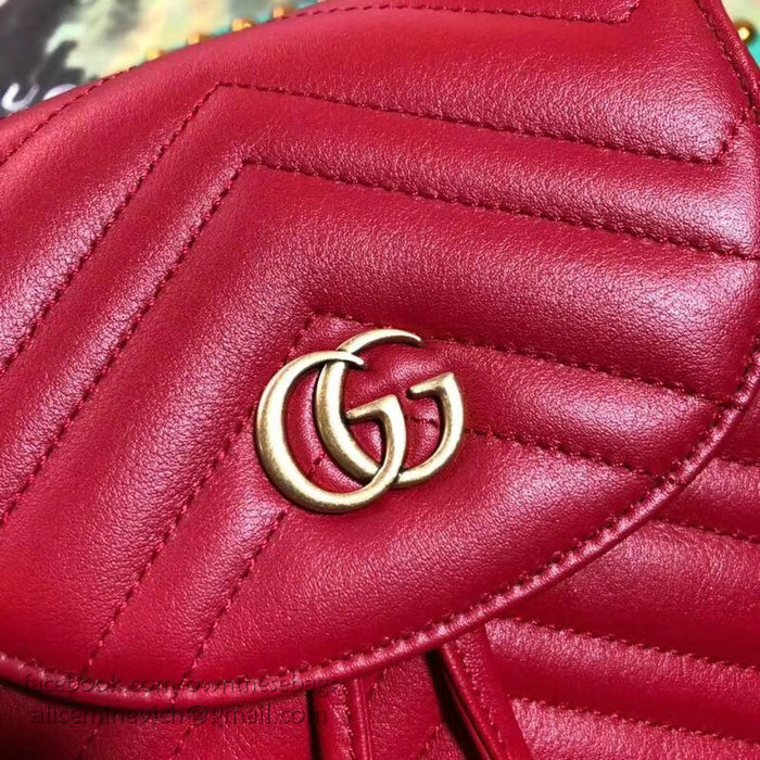 Gucci GG Marmont Matelasse Backpack Red 528129