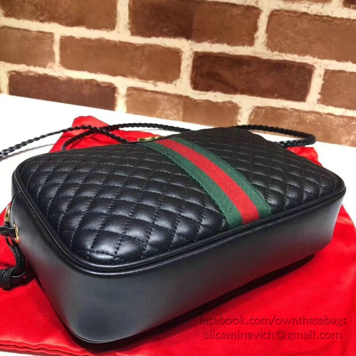 Gucci Laminated Leather Small Shoulder Bag Black 541051