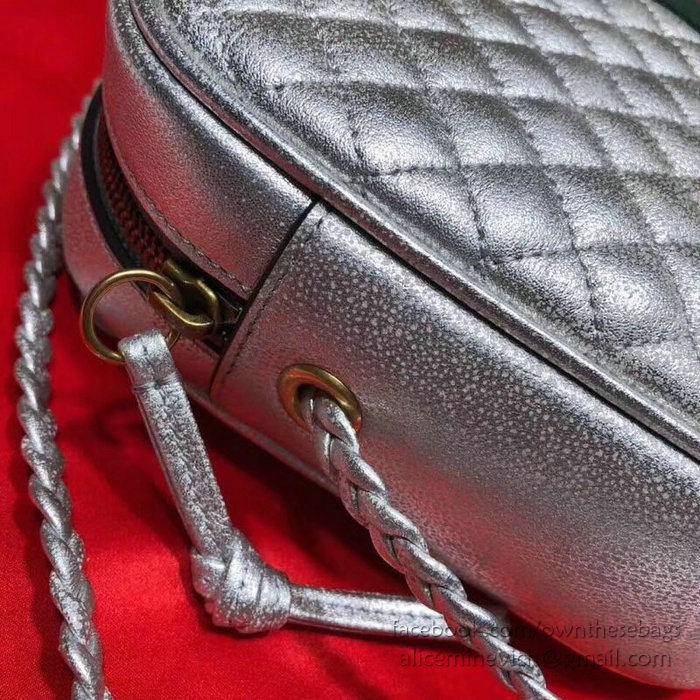 Gucci Laminated Leather Small Shoulder Bag Silver 541051