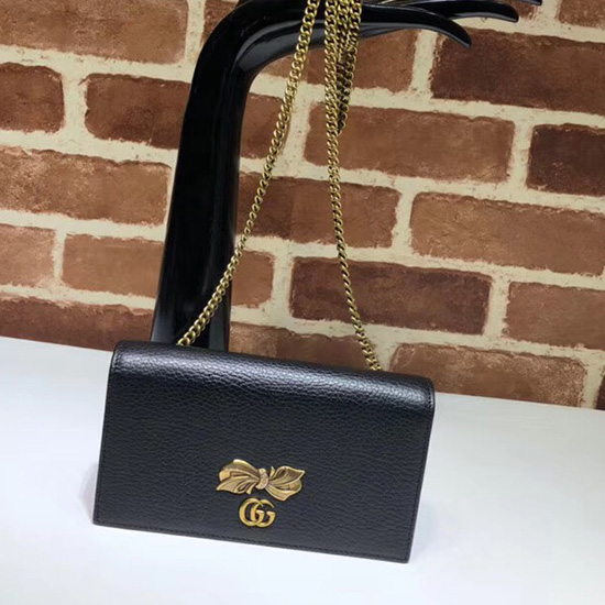 Gucci Leather Chain Wallet Black 524293