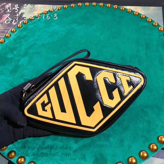 Gucci Leather Clutch Bag Black 524316