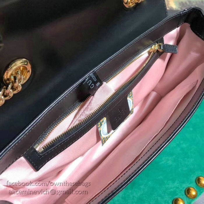 Gucci Medium Shoulder Bag with Tiger Head Black 537241