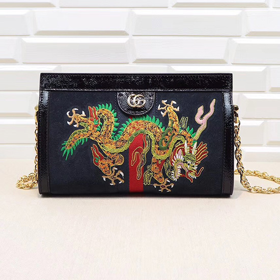 Gucci Ophidia Embroidered Small Shoulder Bag Blue 503877