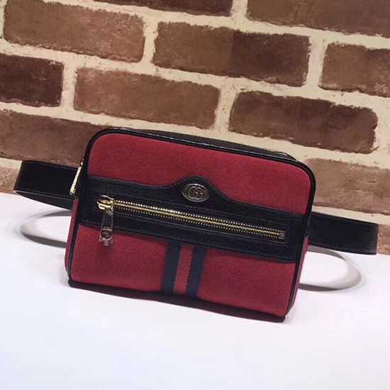 Gucci Ophidia Suede Small Belt Bag Red 517076