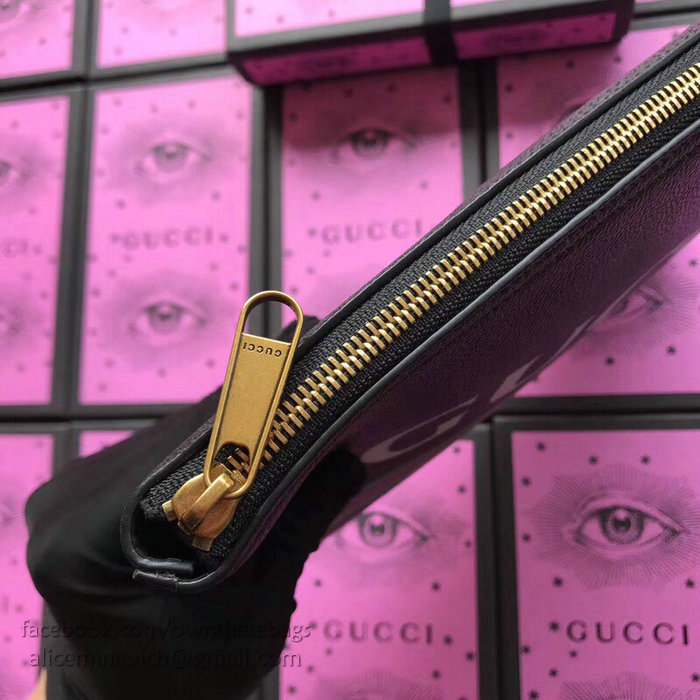 Gucci Print Leather Medium Portfolio Black 500981