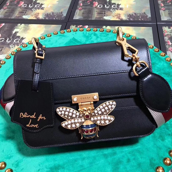 Gucci Queen Margaret Leather Shoulder Bag Black 476542