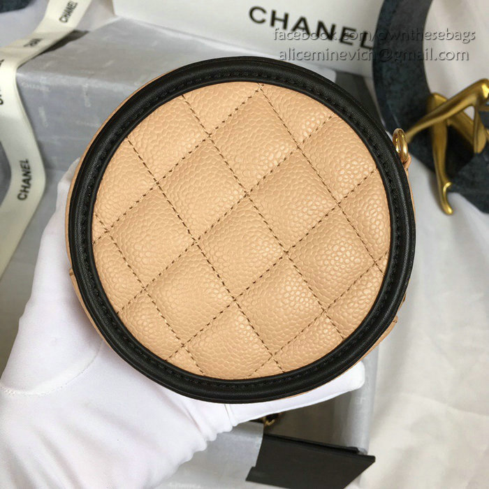 Chanel Caviar Leather Round Bag Nude A81105