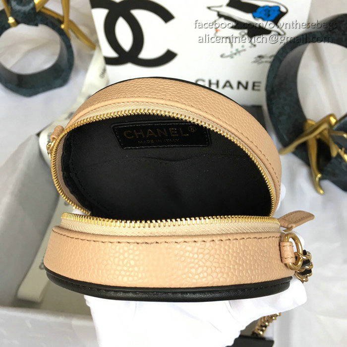 Chanel Caviar Leather Round Bag Nude A81105
