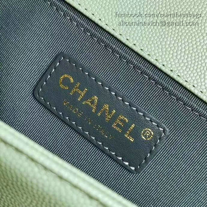 Chanel Grained Calfskin Medium Boy Bag Light Green A67086