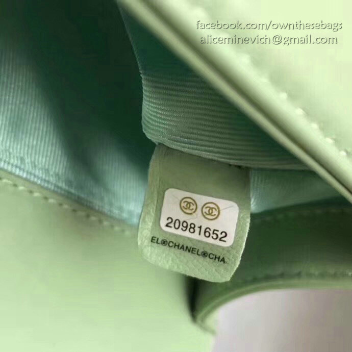 Chanel Lambskin Chevron Medium Boy Bag Light Green A67086