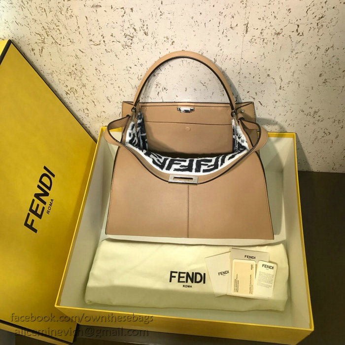Fendi Soft Calfskin Peekaboo X-LITE Bag Beige F83042