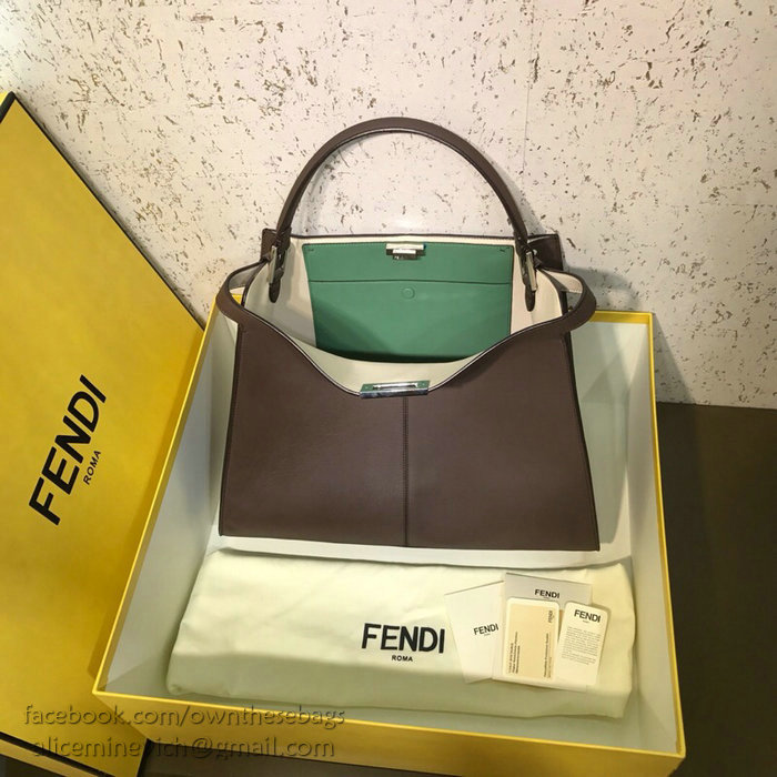 Fendi Soft Calfskin Peekaboo X-LITE Bag Coffee F83041