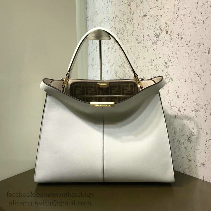 Fendi Soft Calfskin Peekaboo X-LITE Bag White F83041