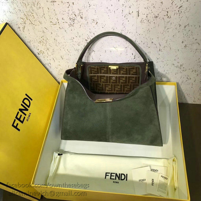 Fendi Suede Peekaboo X-LITE Bag Green F83041