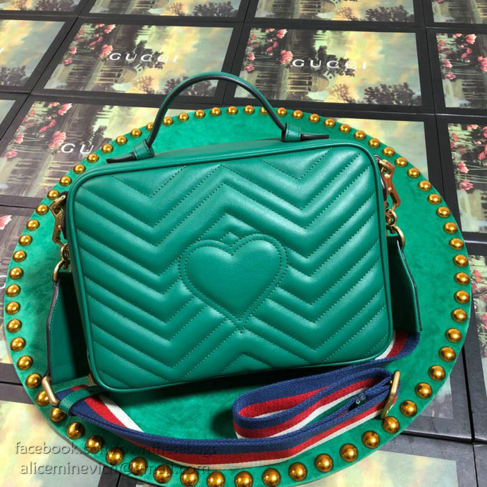 Gucci GG Marmont Small Top Handle Bag Green 498100