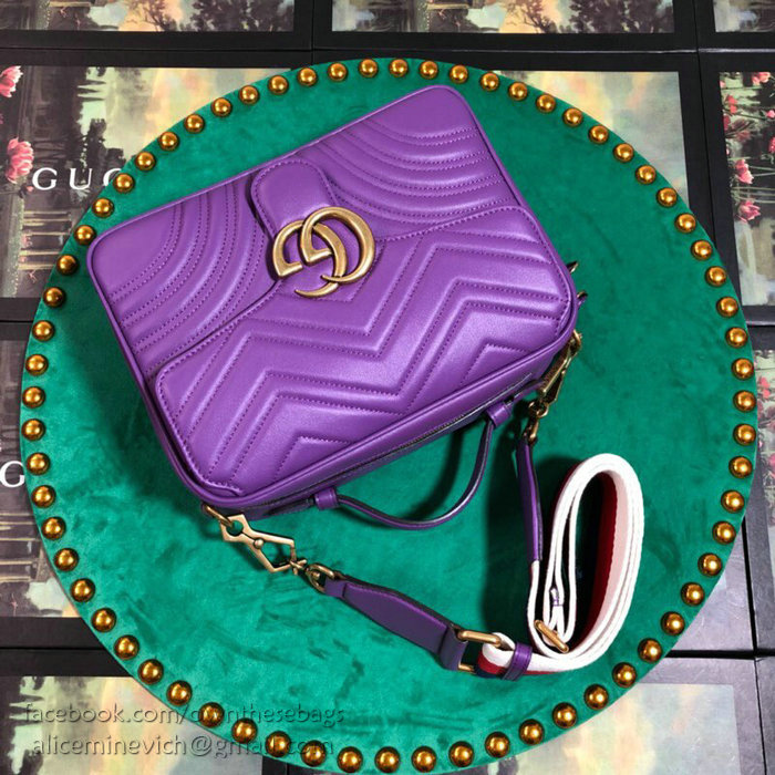 Gucci GG Marmont Small Top Handle Bag Purple 498100