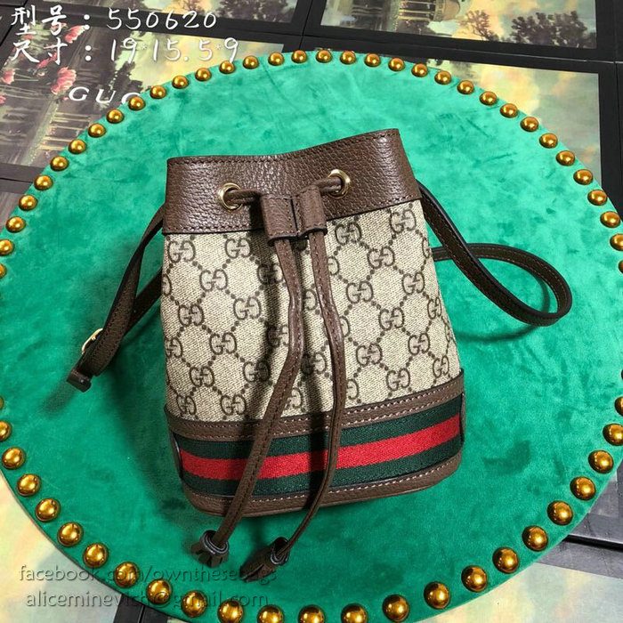 Gucci GG Supreme Bucket Bag Brown 550620