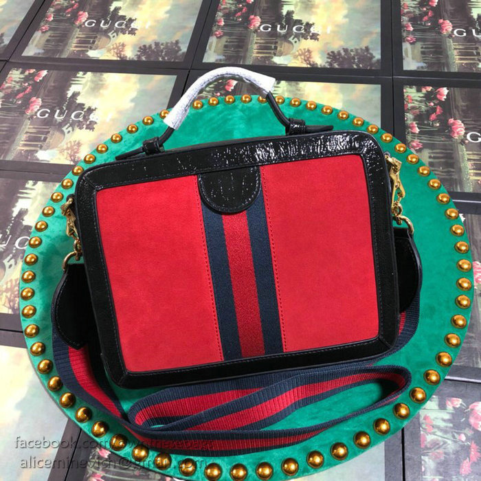 Gucci Ophidia Suede Small Shoulder Bag Red 550622