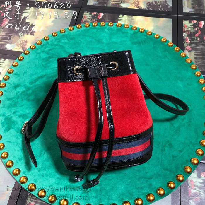 Gucci Suede Bucket Bag Red 550620