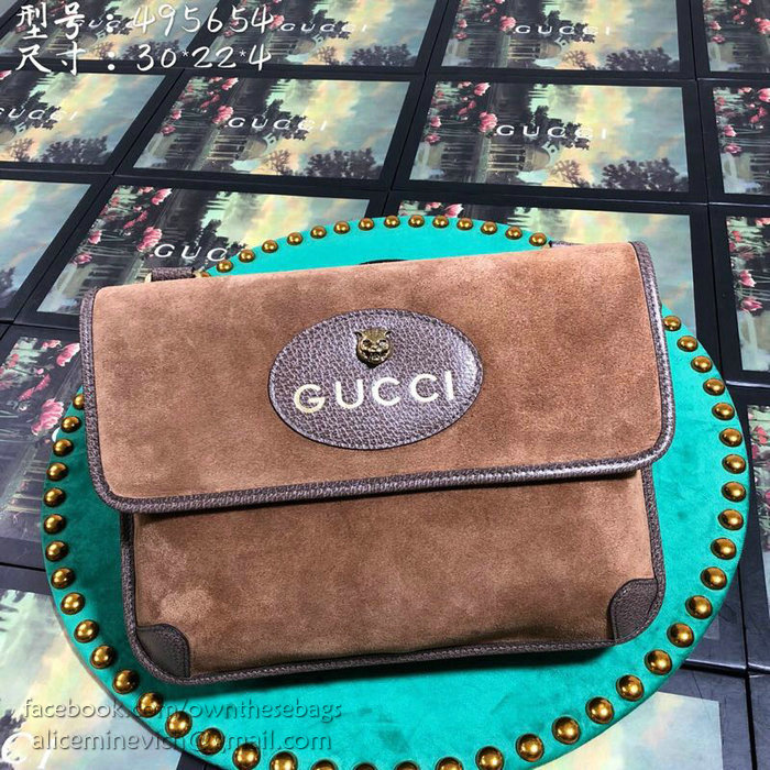 Gucci Suede Messenger Bag Brown 495654
