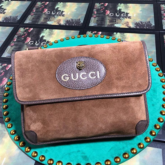 Gucci Suede Messenger Bag Brown 495654