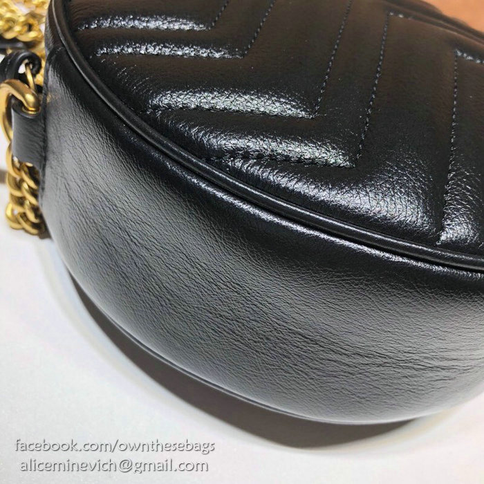 Gucci GG Marmont Mini Round Shoulder Bag Black 550154
