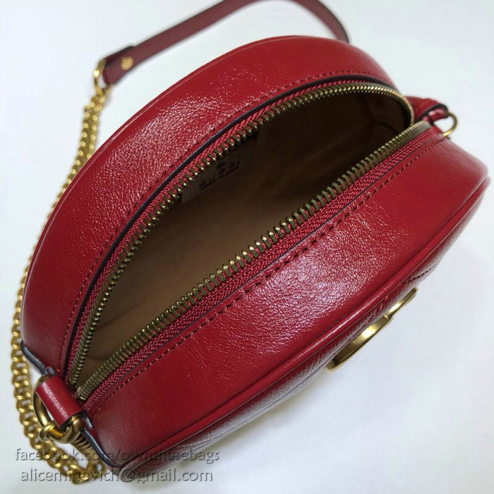 Gucci GG Marmont Mini Round Shoulder Bag Red 550154