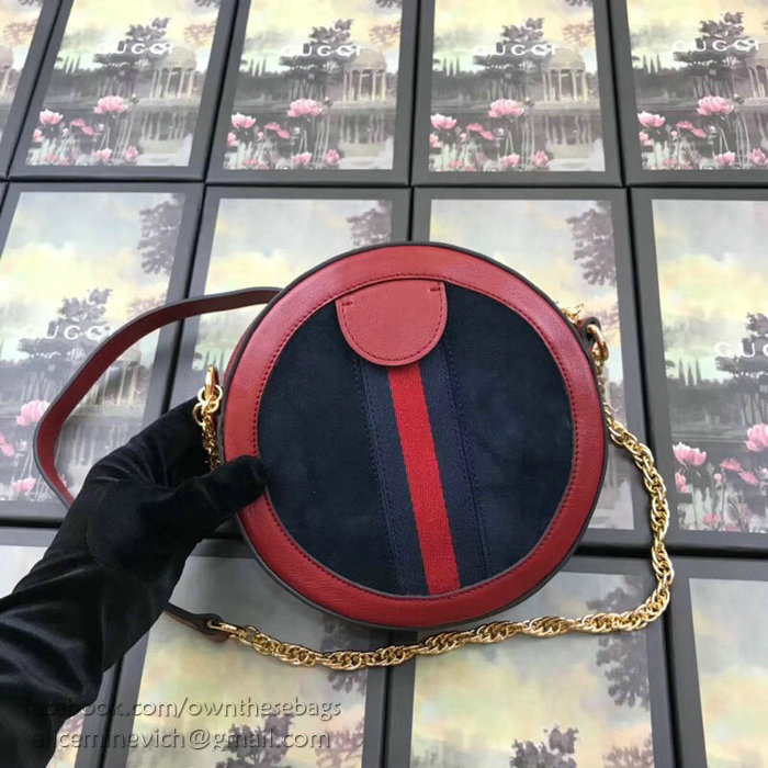 Gucci Ophidia Mini Round Shoulder Bag Blue 550618