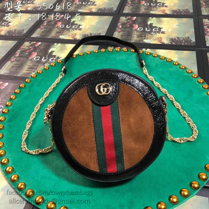 Gucci Ophidia Mini Round Shoulder Bag Brown 550618