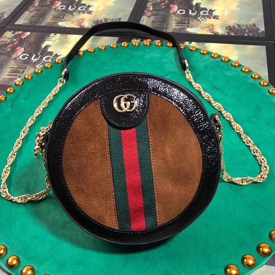 Gucci Ophidia Mini Round Shoulder Bag Brown 550618