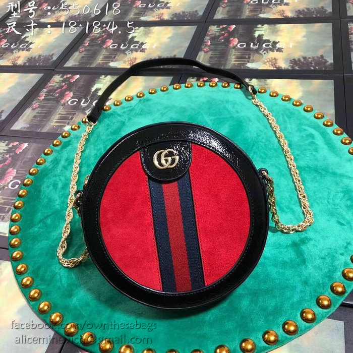 Gucci Ophidia Mini Round Shoulder Bag Red 550618