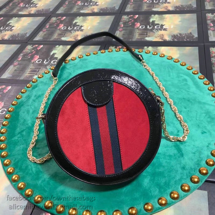 Gucci Ophidia Mini Round Shoulder Bag Red 550618