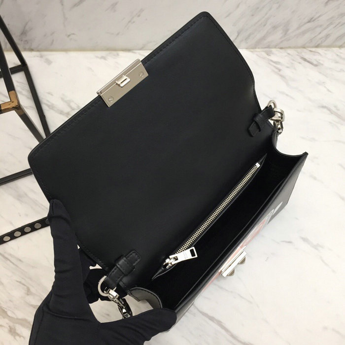 Prada Elektra Leather Shoulder Bag Black 1BD120