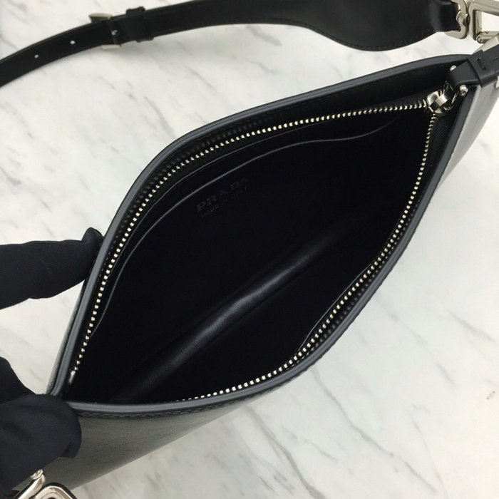 Prada Sidonie Leather Shoulder Bag Black 1BH111