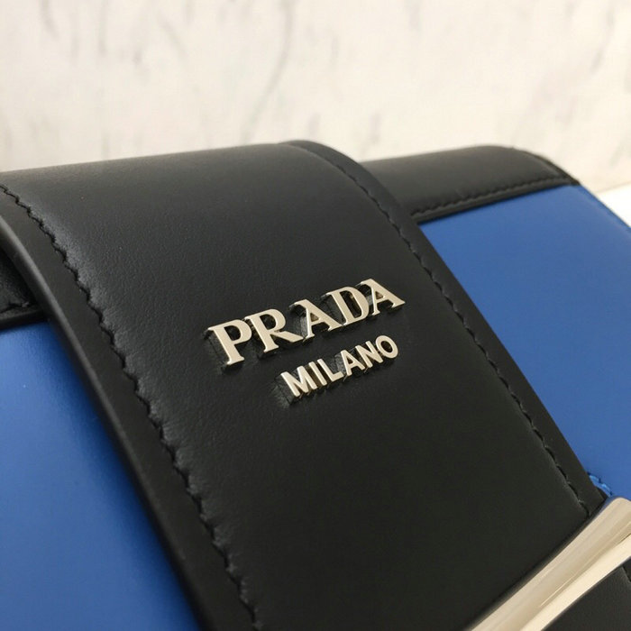 Prada Sidonie Leather Shoulder Bag Blue and Black 1BD168
