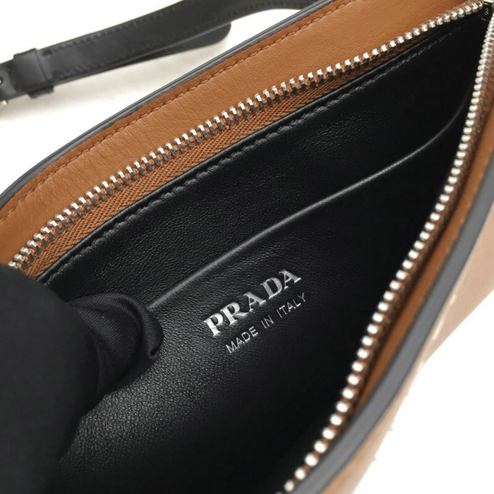 Prada Sidonie Leather Shoulder Bag Brown 1BH111