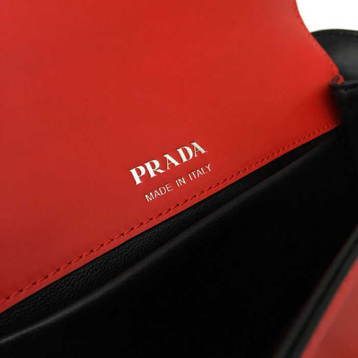 Prada Sidonie Leather Shoulder Bag Brown Red and Black 1BD168